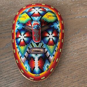 Huichol Beaded Wixárika Folk Art Mask Decor